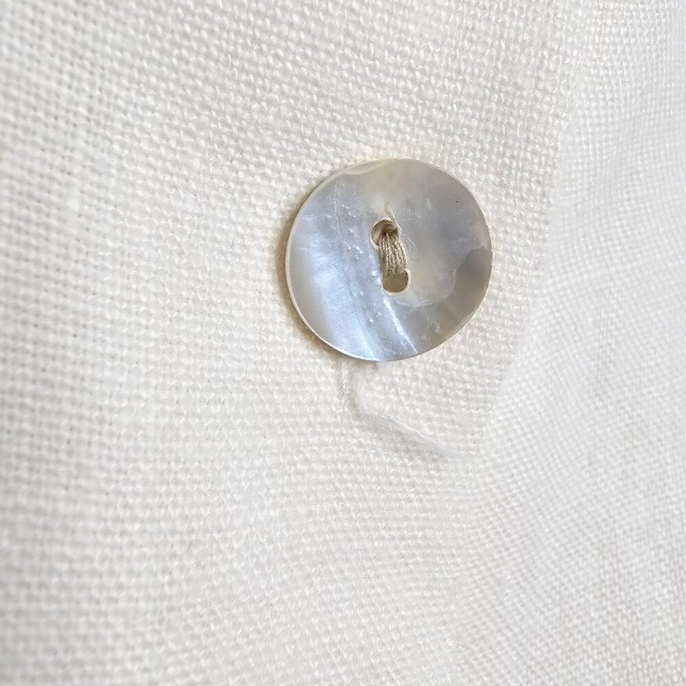 Vintage JILLIAN JONES 100% Linen Button Up Shirt Blouse Top OFF WHITE size S - Picture 4 of 8